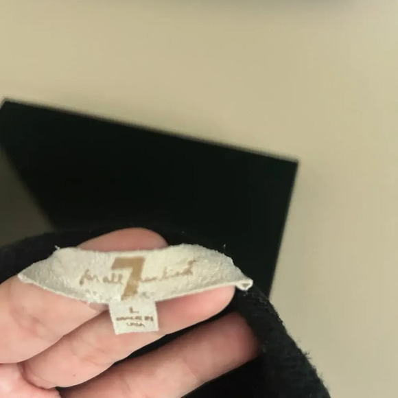 7 For All Mankind Black‎ Cardigan Sweater Women's Large - Picture 3 of 5